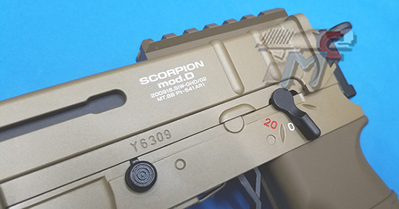 Tokyo Marui SCORPION Mod.M AEG with Battery & Charger (TAN) - Click Image to Close